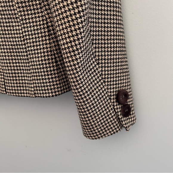 🌷 Karen Millen Vintage Brown and Off White Houndstooth Blazer Equestrian Size 6 - Picture 9 of 11